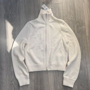 Abercrombie & Fitch Cream Zip-Up Sweater